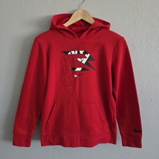 Nike Youth 3 Brand Pull Over Hoodie Sweatshirt Red Black White Size LG 12-13 