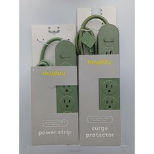Heyday Power Strip  Surge Protector Set Sage Green USB-C 6ft 3ft 2 Pack Bundle