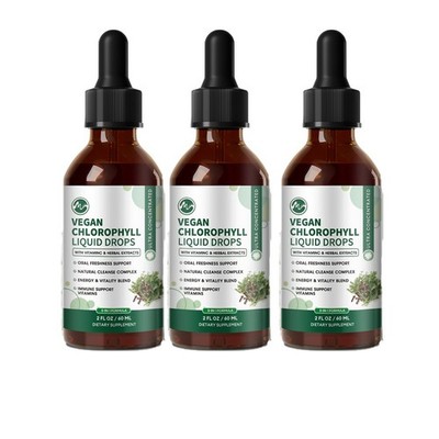 3Pack Liquid Chlorophyll Drops Cleanse & Support Immune & Energy 2OZ