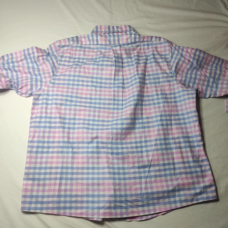 Brooks Brothers 1818 Regent Shirt XXL Pink Blue Check Button Up Long Sleeve - Image 4 of 4