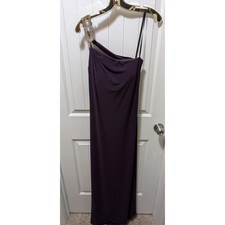 NW Nightway Womens Purple Rhinestone Shoulder Back Formal Gown Dress Size 8