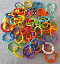Mixed Brand Links Connecting Clip Car Seat Stroller Teether Toys Lot of 60