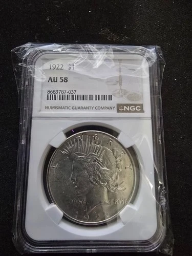 NGC 1922 $1 Peace Dollar AU  58  FREE SHIPPING