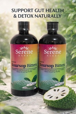 2 Bottles Soursop Bitters, 100% Pure Natural Organic Detox Herb 16 oz Each