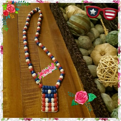 Puerto Rican Flag Beaded Necklace Handmade Boricua Puerto Rico