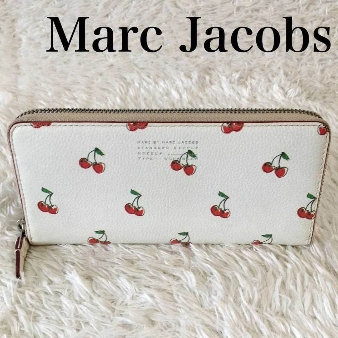 MARC BY MARC JACOBS Long Wallet Cherry Leather White women's USED