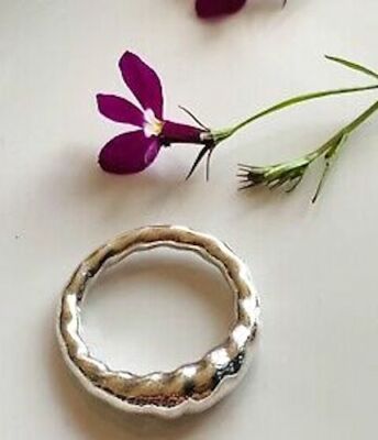 PANDORA | LIQUID SILVER FLOW RING  NEW  190709 52 54 RARE RETIRED VIBRATIONS US 