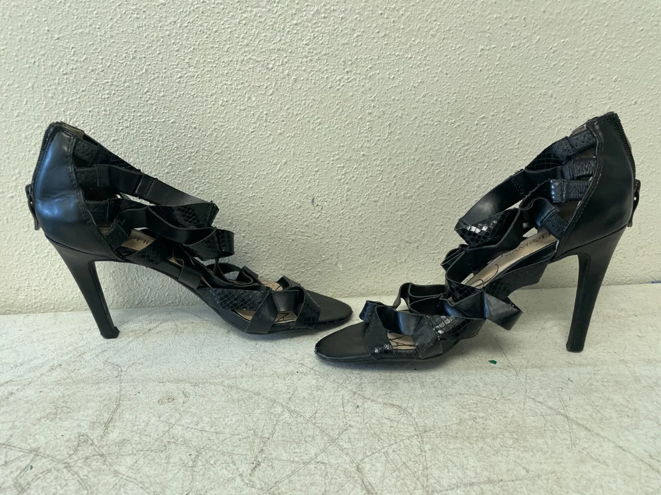 Boutique 9 Servana Black Multi Leather Stretch Strappy Sandals Size 8 - Image 2 of 4