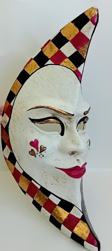 Alberto Sarria Vintage 1980s Harlequin Hand Painted Face Mask - Picture 3 of 6