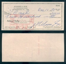 CK 123 Signed Personal Check Nelson Nellie Fox White Sox Signature 12/16/70