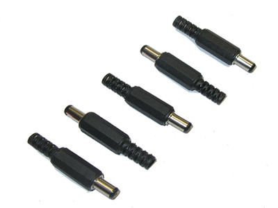 5 DC-Stecker  5,5 / 2,1 mm Knickschutz Hohlstecker