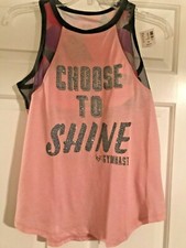 NWT Girls Justice Active Tank Top - Choose To Shine Gymnast -Built in Sports Bra
