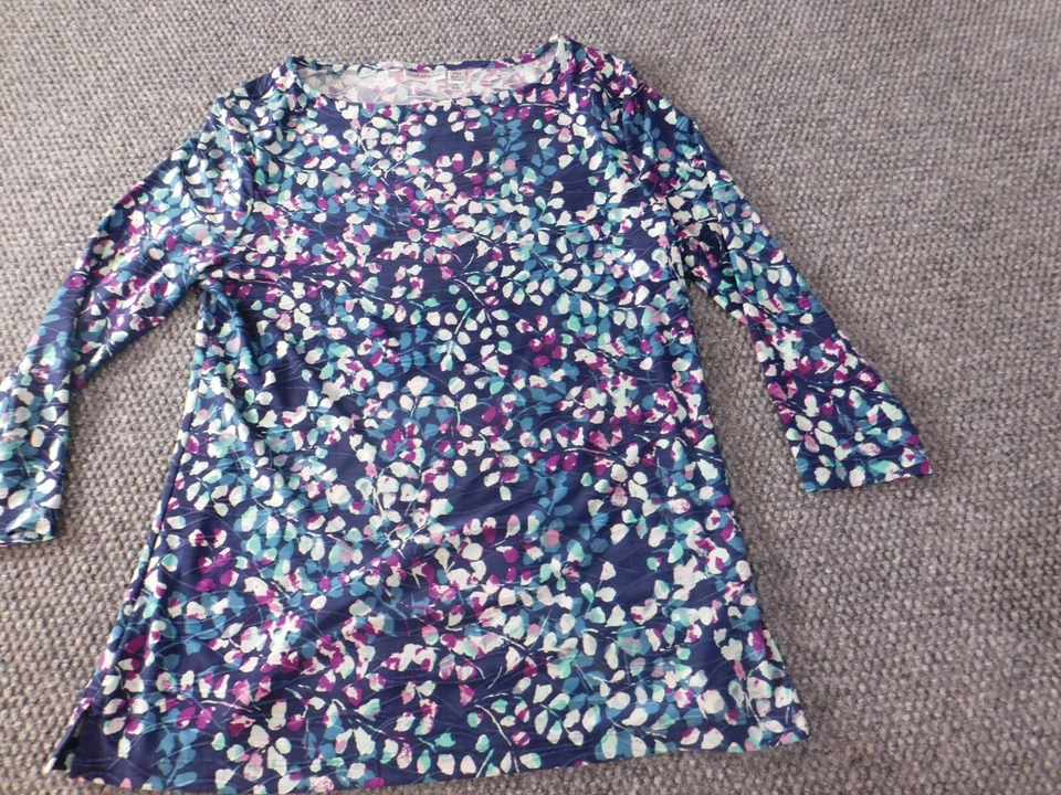 Blusa Croft & Barrow Mujer PXS Petites Azul Floral Gráfico Elástico Poliéster Foto 2 de 4