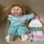 Vtg 1982 Cabbage Patch Doll Girl Blonde Hair Blue Eyes Winter Outfit,Diaper,shoe