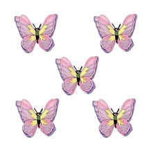 Pink Lavender Chiffon Butterfly 5-Pack Iron-on Patch