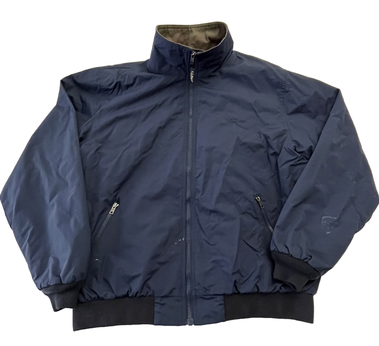 LL Bean Warm Up Jacket Mens Large Navy Blue Coat Vintage Flannel Lined