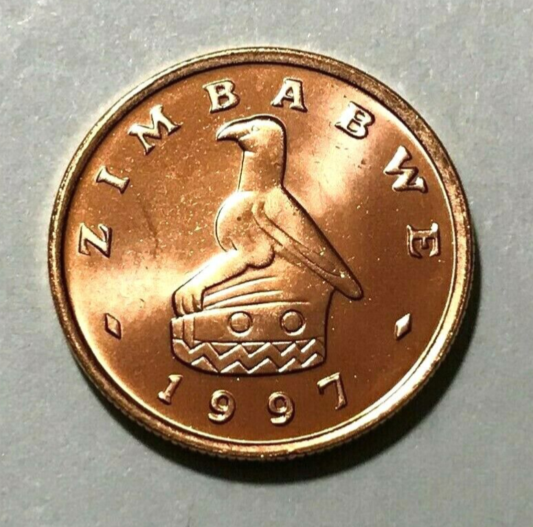 1997 Zimbabwe Coin 1 cent The stone-carved Great Zimbabwe 1997 Zimbabwe Coin 1 cent The stone-carved Great Zimbabwe