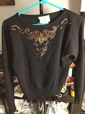 Vintage 1980's Anne Klein Knitwear Sz Large Lambswool Sweater in Good Condition