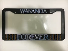 WAKANDA FOREVER BLACK PANTHER Avengers T'Challa Black License Plate Frame NEW