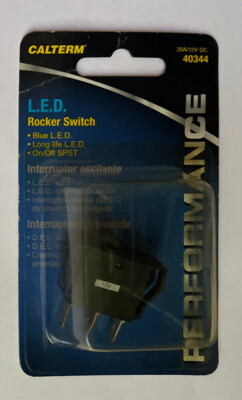 Calterm Illuminated Rocker Toggle Switch 20A/12V BLUE L.E.D. On/Off SPST