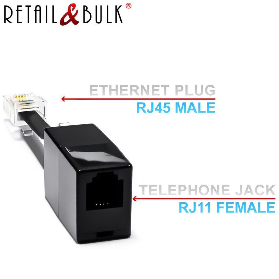 Phone Jack to Ethernet Adapter RJ11 Female to RJ45 Male for Landline ...