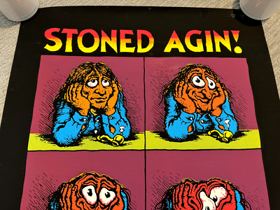 NEW/RARE Vintage 1970 Robert Crumb STONED AGAIN POSTER Blacklight