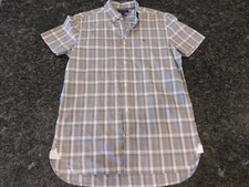Tommy Hilfiger MENS SIZE XL Short Sleeve Button Up Slim Fit Black Plaid