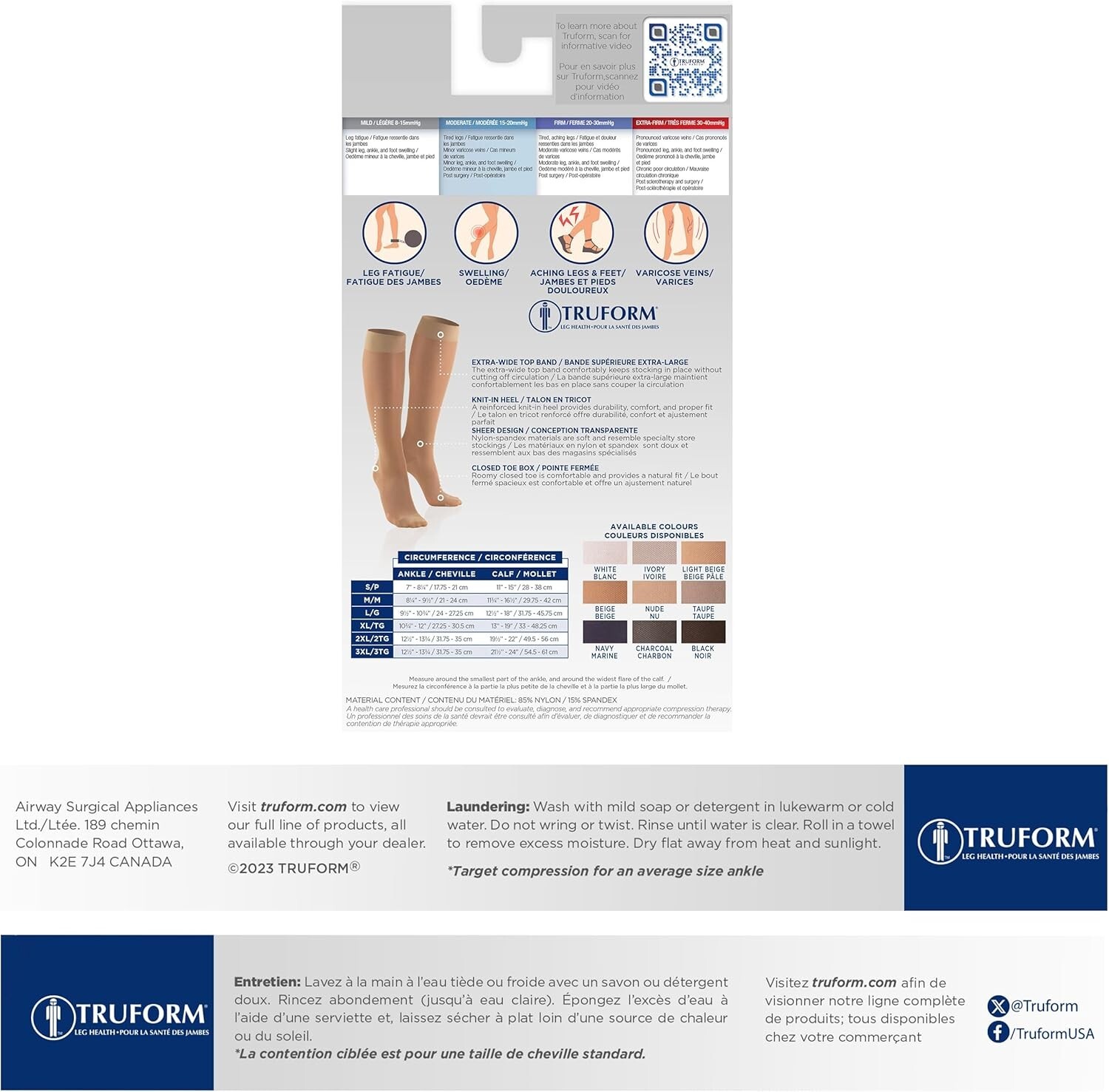 TruForm 1773 Lites Sheer Compression Knee High 15-20mmHg Closed Toe BEIGE Sz L 