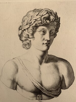 Antike Gravur Portrait Mann GALLERIA GIUSTINIANA DEL MARCHESE 17. Jahrhundert