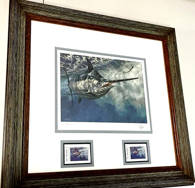 Don Ray 2004 Texas Saltwater Stamp Print W Double Stamps - Brand New Frame