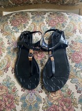 Coach Thong T Strap Hard Rubber Piccadilly Jelly Sandals with Coach Logo