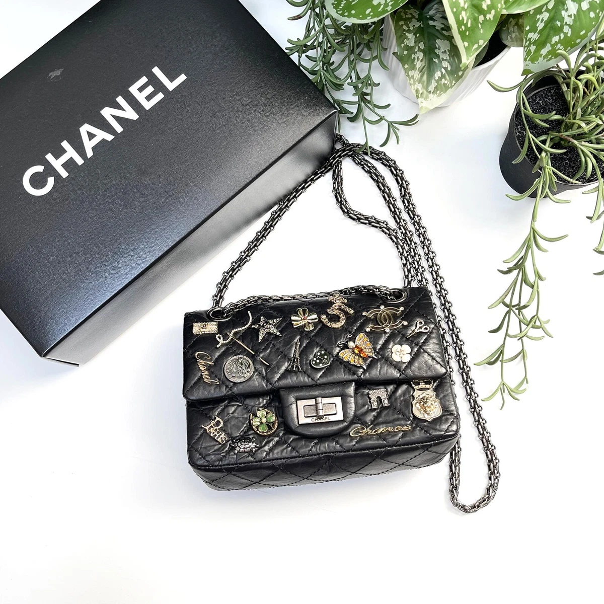 Limited Edition Chanel Reissue Lucky Charm Paris Icons Double Flap Bag 224  Size