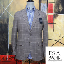 Jos A BANK Traveler 44R Tailored Fit Windowpane Sportcoat Blazer C100872