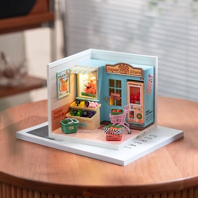 Rolife PlasticMiniature House with Accessories Daily Fruit Store LED Xmas Gifts