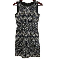 J Crew Diamond Ikat Dress Sz 00 Black Ivory Tribal Print Shift Dress Sleeveless