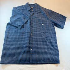 Dickies Mens XL Blue Plaid Short Sleeve Butto...