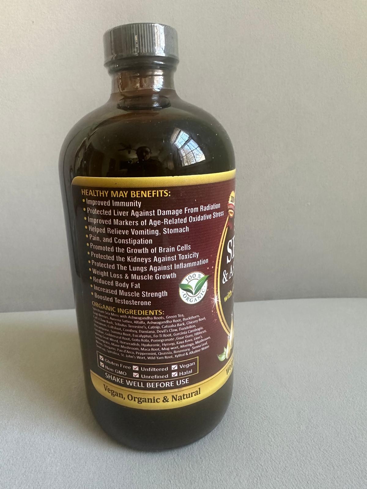 Essential Palace Spectrum Sea Moss & Ashwagandha Herbal Tonic 5 in 1 16oz