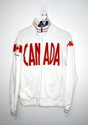 Vintage Kappa Track Jacket Sweatshirt Large Mens Full Zip White Canada 90s Y2K