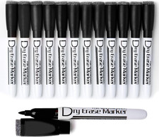 Magnetic Dry Erase Markers, Fine Tip 1Mm, Black, 12 Pack Low Odor Whiteboard P