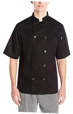 Chef Code Men's Short Sleeve Unisex Classic Chef Coat Large Black