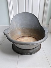 Decorative Vintage French Tin Galvanised Metal Hip / Slipper Bath with Arm Rests