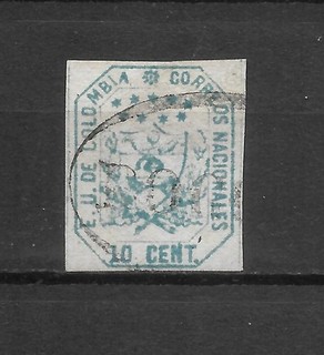 (LOT347) Colombia postage stamps. 1863. Sc 25 10c. VF NH
