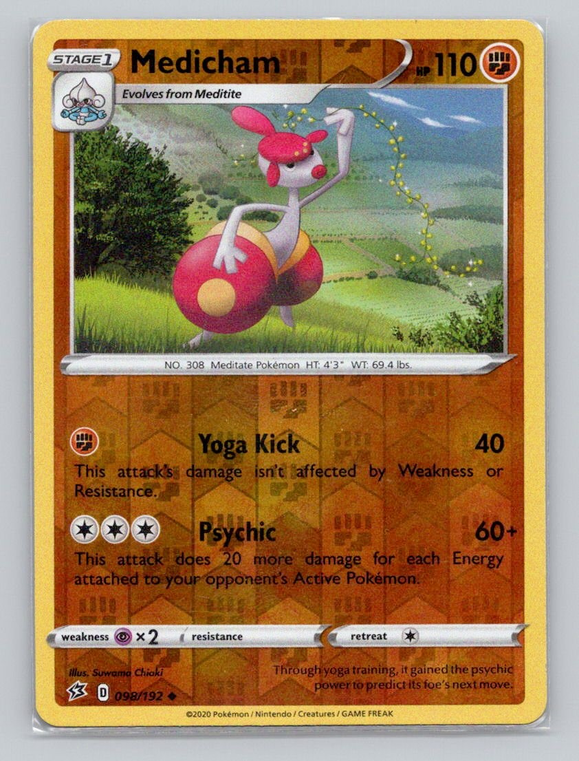 Medicham 098/192 Uncommon Rebel Clash Pokemon Reverse Holo Near Mint