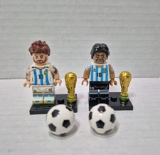 Lionel Messi & Diego Maradona Custom Soccer Minifigures Argentina FC Soccer