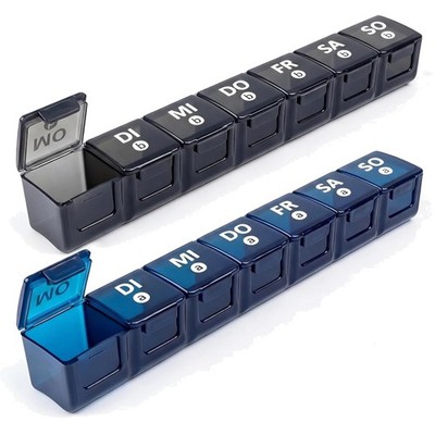 Wöchentliche Pillenbox, BPA-frei, 3D Druck, 7 Tage 2 Mal am Tag, Blau Grau