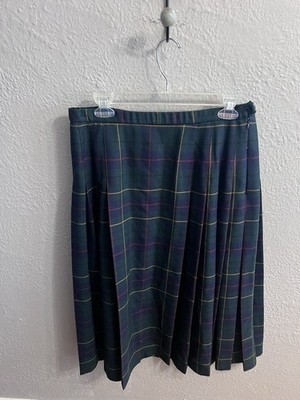 Pendleton Wool Celebration Tartan Midi Green Women Skirt 14