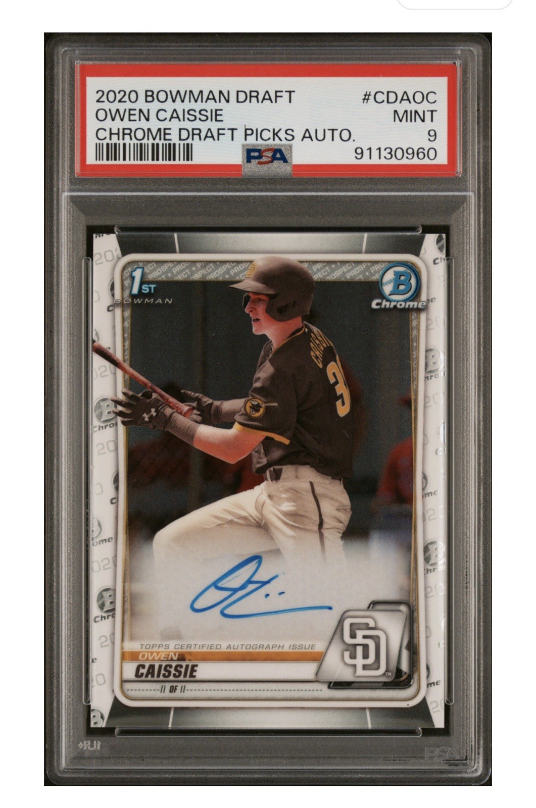 Owen Caissie 2020 Bowman Draft Chrome 1st  Auto  PSA 9 MINT CUBS
