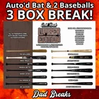 LOS ANGELES DODGERS autographed Gold Rush Bat + 2 signed Baseball: 3 BoxBreak