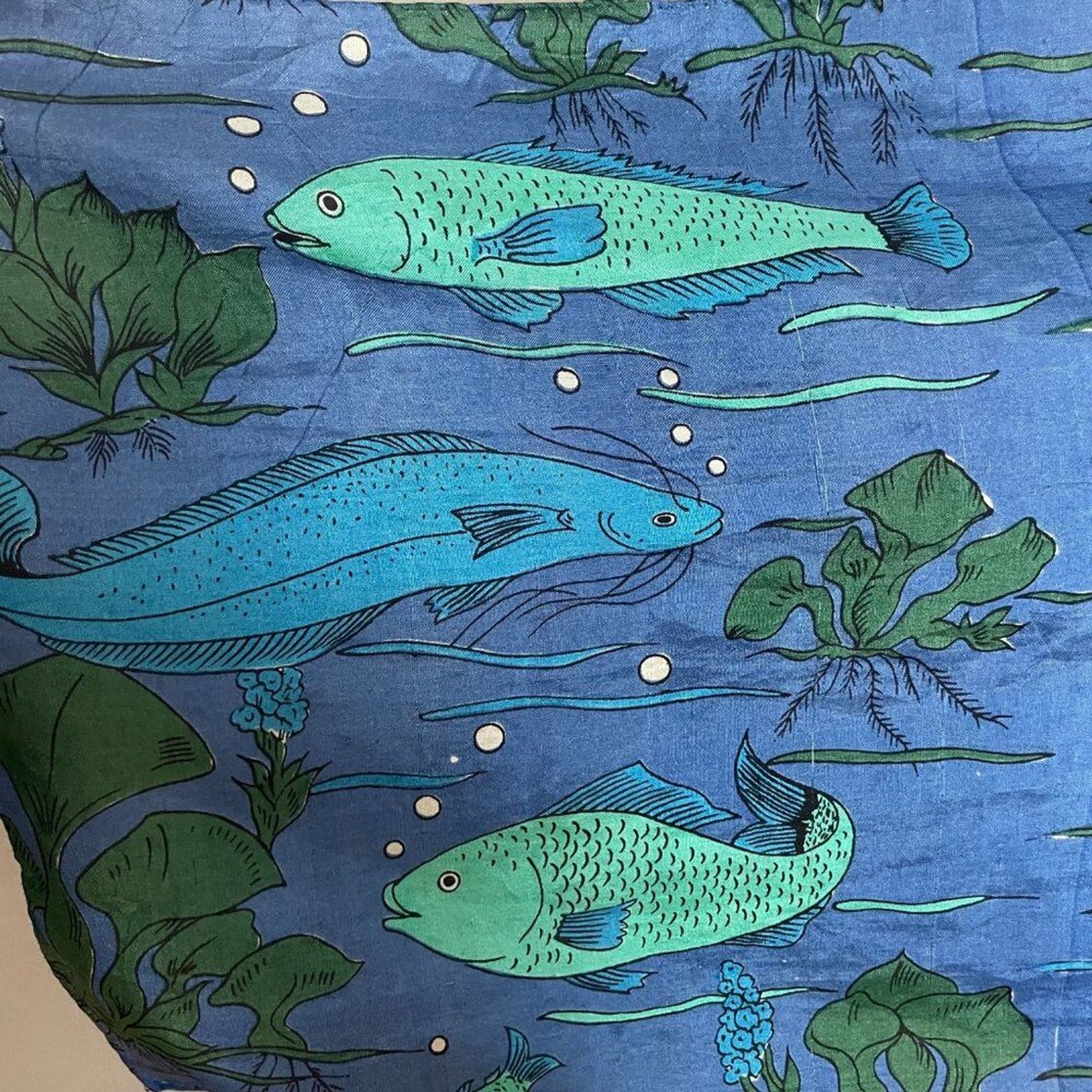 Fish Scarf Rectangular Long Blue Green Eclectic A… - image 8