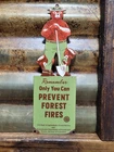 VINTAGE SMOKEY BEAR PORCELAIN SIGN OLD US FOREST SERVICE PREVENT FOREST FIRES